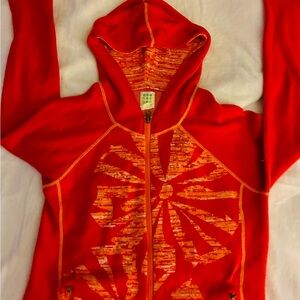Title Nine Red Sweater Hoodie Hues of Orange Pattern